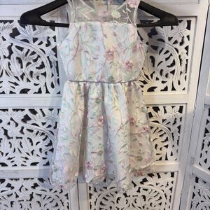 Rare Editions Girl's White Pink and Purple Sleeveless Scoop Neck Dress NWT
